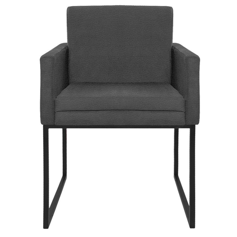 Kit 02 Poltronas Base De Ferro Preto Doce Sonho Cor Cinza - 5