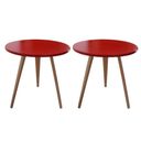 Ver imagem 1 de Kit 2 Mesinhas Laterais de Canto e Apoio Redonda 44 Cm Cor:vermelho