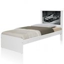 Ver imagem 1 de Cama Solteiro Carro Sport Chumbo com Colchão MDF-MDP Branco Preto Casah