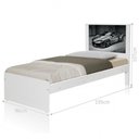 Ver imagem 3 de Cama Solteiro Carro Sport Chumbo com Colchão MDF-MDP Branco Preto Casah