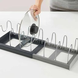 Organizador Ajustavel Panelas Louças Tampas Suporte Extensivel Gaveta Escorredor Resistente Multiuso - 5