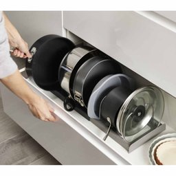Organizador Ajustavel Panelas Louças Tampas Suporte Extensivel Gaveta Escorredor Resistente Multiuso - 11