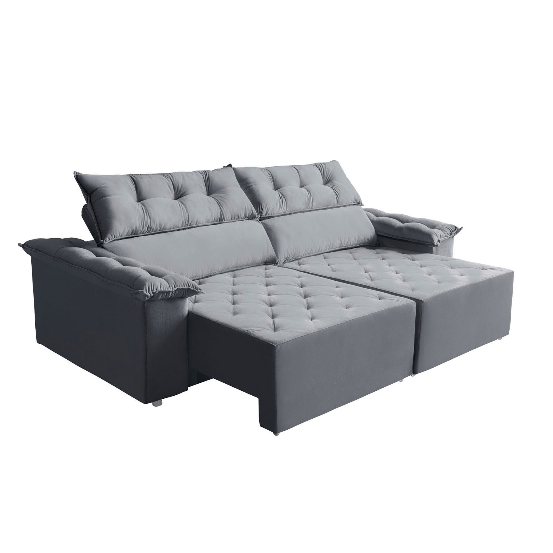 Sofá Amazonas 5 Lugares Retrátil e Reclinável 3,00m Suede Liso Cinza