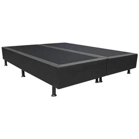 Cama Base Box Casal Bipartido Preto Suede 138x188