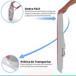 Banheira Bebê Dobrável de 0 à 3 Anos Fechamento Compacto Smile Rosa Safety 1st - 5