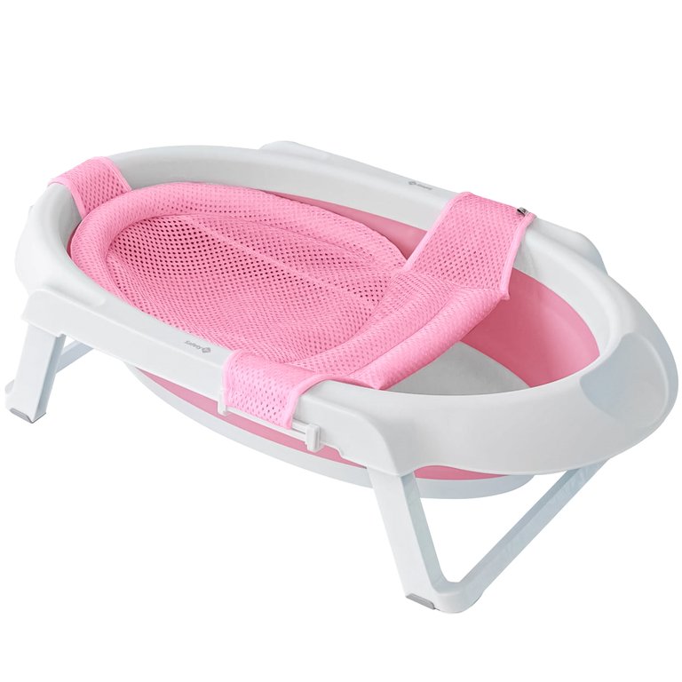 Banheira Bebê Dobrável de 0 à 3 Anos Fechamento Compacto Smile Rosa Safety 1st