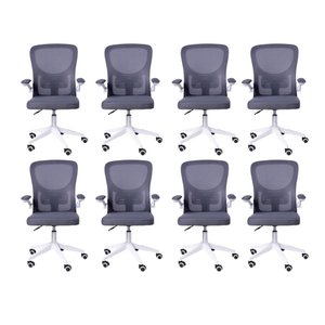 Kit 08 Cadeiras Escritório Rodizio Office Bytes Cinza