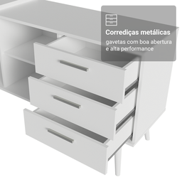 Mesa de Escritório em L 3 Gavetas Branco Lisboa Madesa - 9