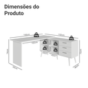 Ver imagem 5 de Mesa de Escritório em L 3 Gavetas Branco Lisboa Madesa