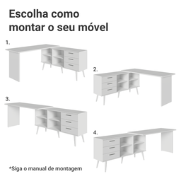 Mesa de Escritório em L 3 Gavetas Branco Lisboa Madesa - 8