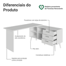 Mesa de Escritório em L 3 Gavetas Branco Lisboa Madesa - 7