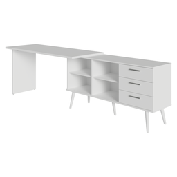 Mesa de Escritório em L 3 Gavetas Branco Lisboa Madesa - 3