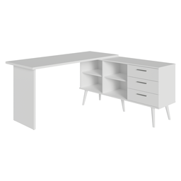 Mesa de Escritório em L 3 Gavetas Branco Lisboa Madesa - 11