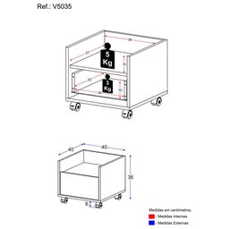 Gabinete Armário Banheiro 40cm com Rodízios Multimóveis V5035 Preto - 4