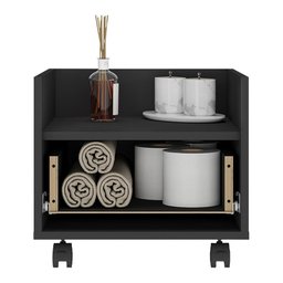 Gabinete Armário Banheiro 40cm com Rodízios Multimóveis V5035 Preto - 5