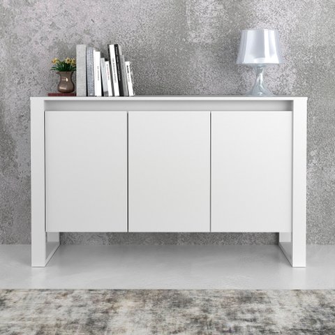 Balcão Buffet Aparador para Escritório 136cm com 3 Portas Me4147 Branco