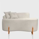 Ver imagem 1 de Sofá Curvo Pé de Madeira 2 Lugares Feijão Forma Orgânica Bouclé