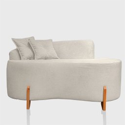 Sofá Curvo Pé de Madeira 2 Lugares Feijão Forma Orgânica Bouclé - 1