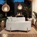 Ver imagem 2 de Sofá Curvo Pé de Madeira 2 Lugares Feijão Forma Orgânica Bouclé