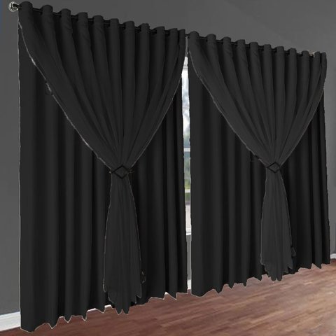 cortina blackout Livia em tecido 6,00 x 2,80 c/voal preto