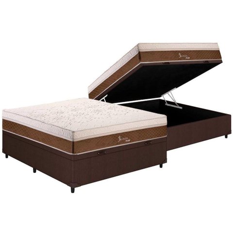 Cama Box Baú Casal: Colchão Molas Polar MasterPocket Ensacadas Jasmim + Base CRC Courano Brown(