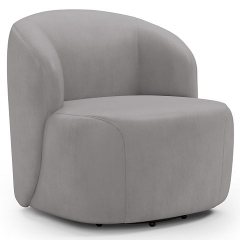 Poltrona Giratória Orgânica para Sala Living Heidy F04 Veludo Cinza - Lyam Decor