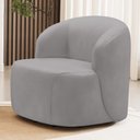 Ver imagem 2 de Poltrona Giratória Orgânica para Sala Living Heidy F04 Veludo Cinza - Lyam Decor