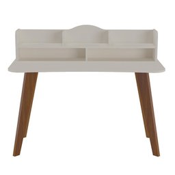 Escrivaninha Sofia com Nichos Off White/Cedro - Artely Móveis - 3