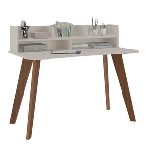 Escrivaninha Sofia com Nichos Off White/Cedro - Artely Móveis