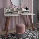 Ver imagem 2 de Escrivaninha Sofia com Nichos Off White/Cedro - Artely Móveis