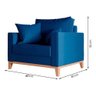 Poltrona Beny Pés e Base em Madeira Linho Azul M. Rr Decor - 4