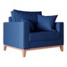 Poltrona Beny Pés e Base em Madeira Linho Azul M. Rr Decor - 2