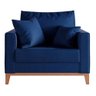Poltrona Beny Pés e Base em Madeira Linho Azul M. Rr Decor - 1