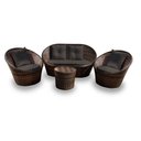 Ver imagem 1 de Conjunto de Sofá Fibra Sintética Bola - 1 Sofá 2 L + 2 Poltronas + 1 Mesa Centro - Tecido Duna Marro