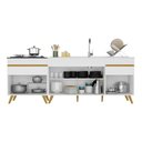 Ver imagem 5 de Kit com 2 Balcões de Cozinha 150cm e 70cm Veneza Multimóveis V2073 Branco/dourado