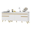 Ver imagem 1 de Kit com 2 Balcões de Cozinha 150cm e 70cm Veneza Multimóveis V2073 Branco/dourado