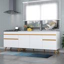 Ver imagem 3 de Kit com 2 Balcões de Cozinha 150cm e 70cm Veneza Multimóveis V2073 Branco/dourado