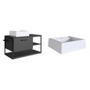Ver imagem 2 de Gabinete Suspenso para Banheiro 80cm com Cuba Cinza/Preto/Grafite