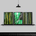 Ver imagem 2 de Kit 3 Quadros Feng Shui Buda Bambu 33x24cm - com vidro:Madeira preta