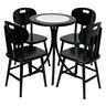 Conjunto de Bistrô Baixo Madeira - Azulejo Mosaico Branco com 04 Cadeiras Preto - 1