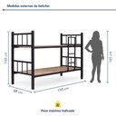 Ver imagem 5 de Beliche Tubular Solteiro para Colchão 188x78cm Preto