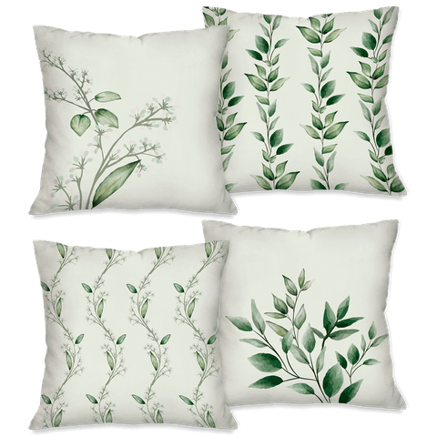 Kit com 4 Capas para Almofadas Decorativas Galhos e Folhas