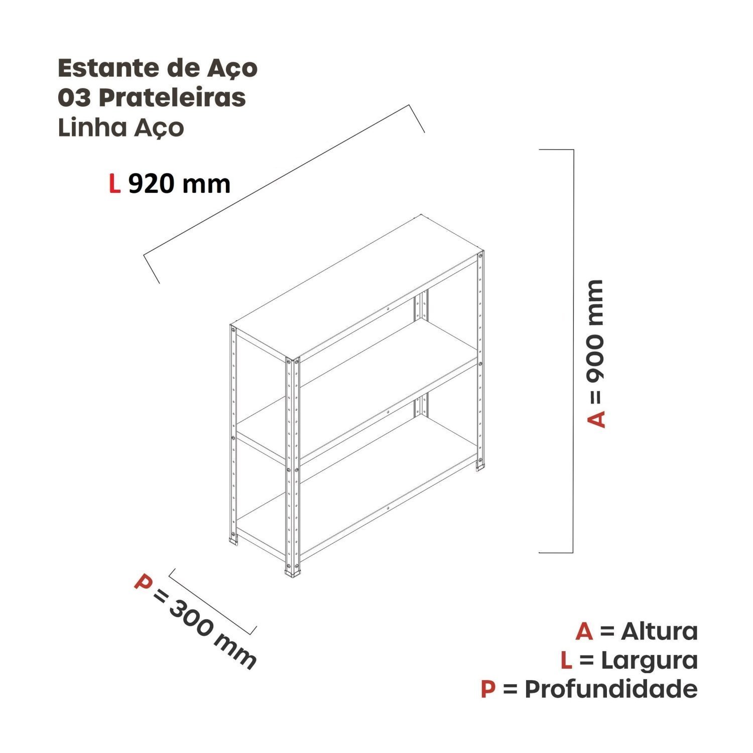 Estante Multiuso 3 Prateleiras 92cm Aço - 4