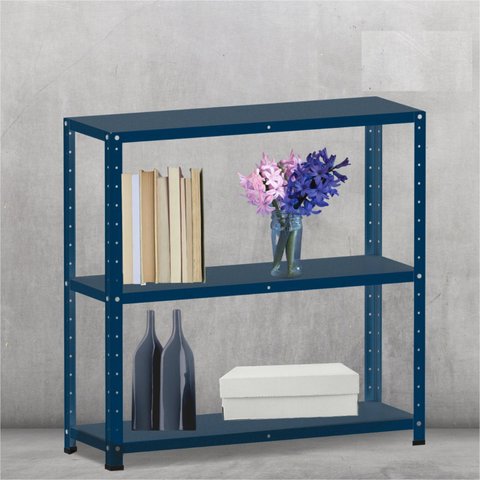 Estante Multiuso 3 Prateleiras 92cm Aço Cinza/Azul Delrey