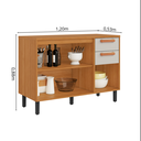 Ver imagem 3 de Balcão Cozinha 3 Portas 2 Gavetas 120cm com Tampo Nápoles Itatiaia Branco/Cinamomo/Off White