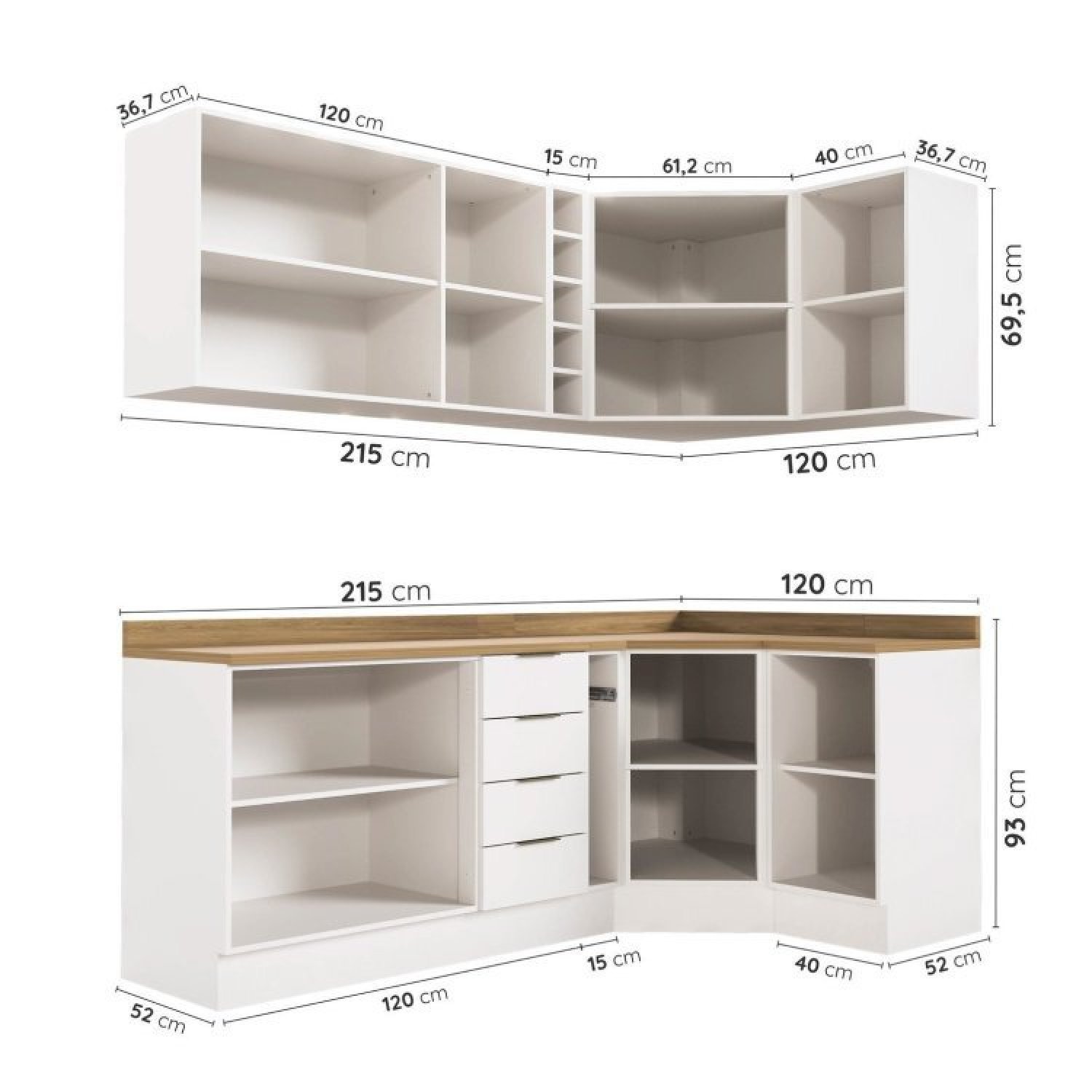 Cozinha Modulada 8 Peças 3 Aéreos 3 Balcões Adega e Toalheiro Ipanema Cabecasa Madeiramadeira - 5