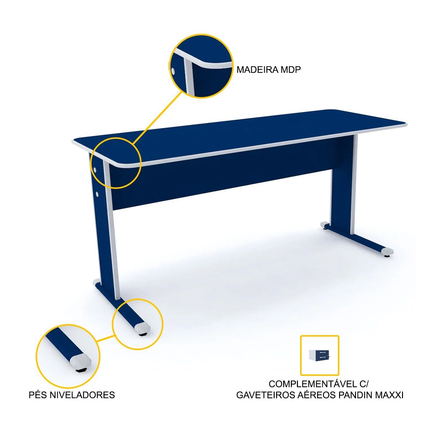 MESA P/ ESCRITÓRIO 152X61 PANDIN MAXXI - AZUL/CINZA MX150 - 3