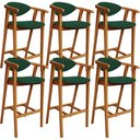 Ver imagem 1 de Kit 06 Banquetas Alta Cozinha Bancada Bar Sala de Jantar Fixa Cecília L02 Suede Verde Musgo - Lyam