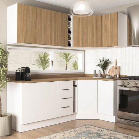 Cozinha Modulada 8 Peças 3 Aéreos 3 Balcões Adega e Toalheiro Ipanema CabeCasa MadeiraOriginals Marr