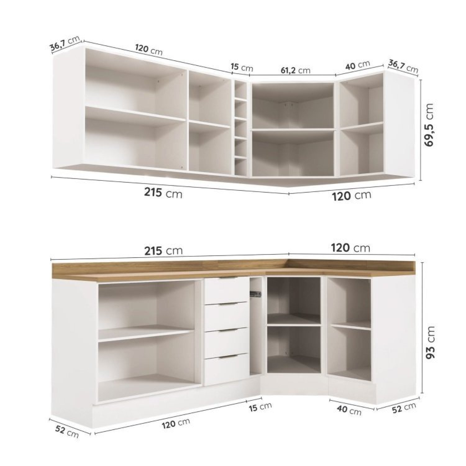 Cozinha Modulada 8 Peças 3 Aéreos 3 Balcões Adega e Toalheiro Ipanema Cabecasa Madeiramadeira - 5